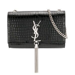 Like New Saint Laurent YSL Kate Tassel Crocodile Leather in Silver Hardware